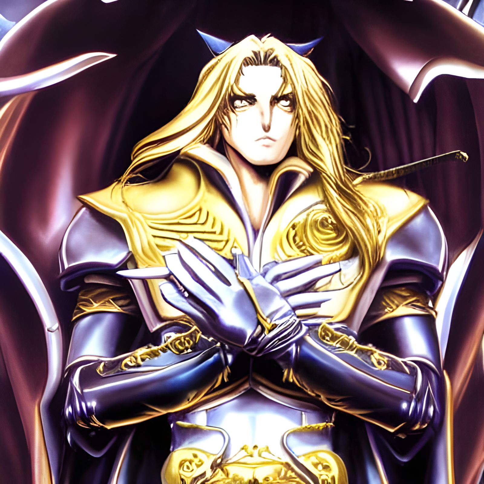 Alucard in Golden Armor: 3D Animation Portrait