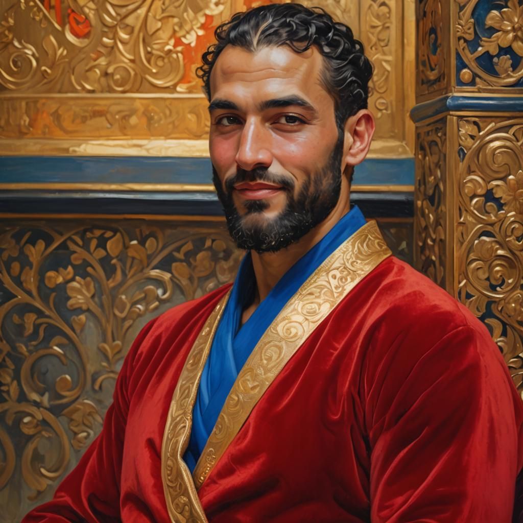 Arabic Man on Throne in Art Nouveau Style