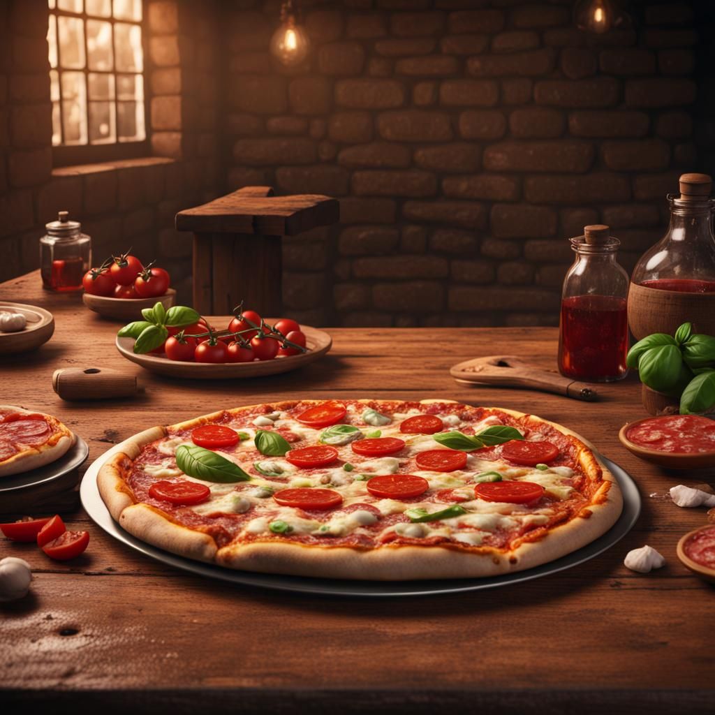 Detailed Italian Pizza Art, Unreal Engine 5