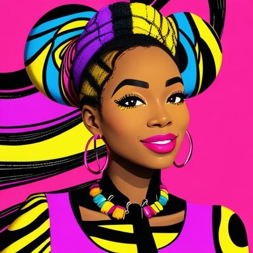 Vibrant Abstract Portrait of Woman in Pop Art Style