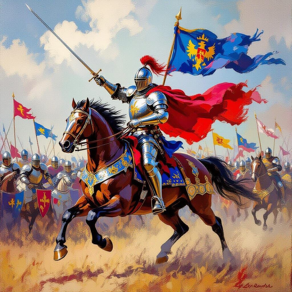 Medieval Knight's Charge in Energetic Style