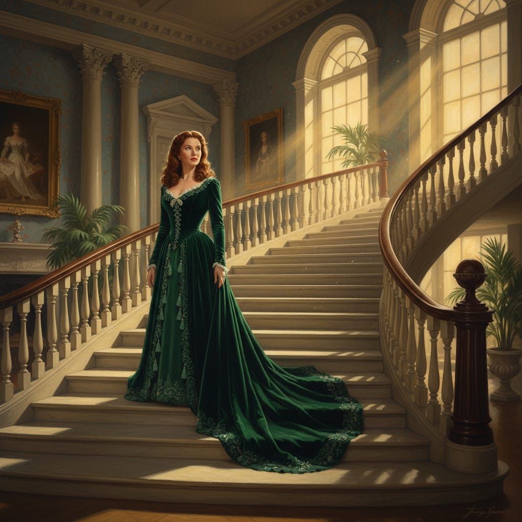 Scarlett O'Hara in Iconic Green Gown at Twelve Oaks