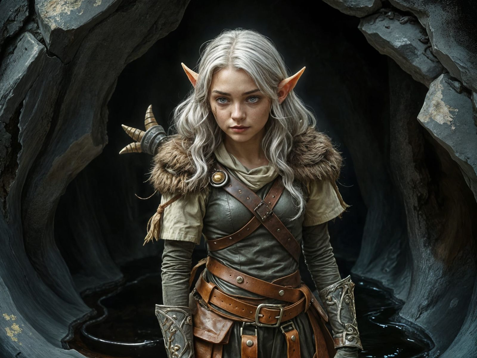 Silver Elf Scout in a Dark Cave