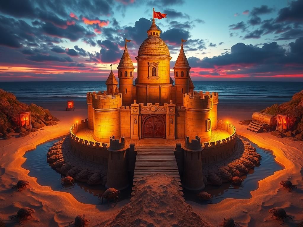 Sandcastle for Hermit Crabs at Sunset