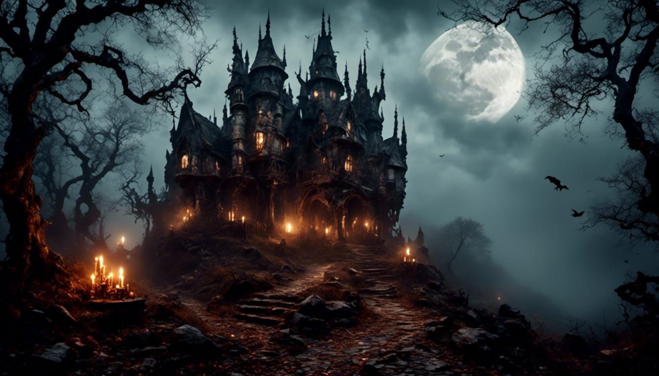 <lora:Minoucherie:1.0> <lora:Sun0fKor:1.0> a cruel keep on a foggy night on a sinister jagged hill of ghouls & witchcraf...