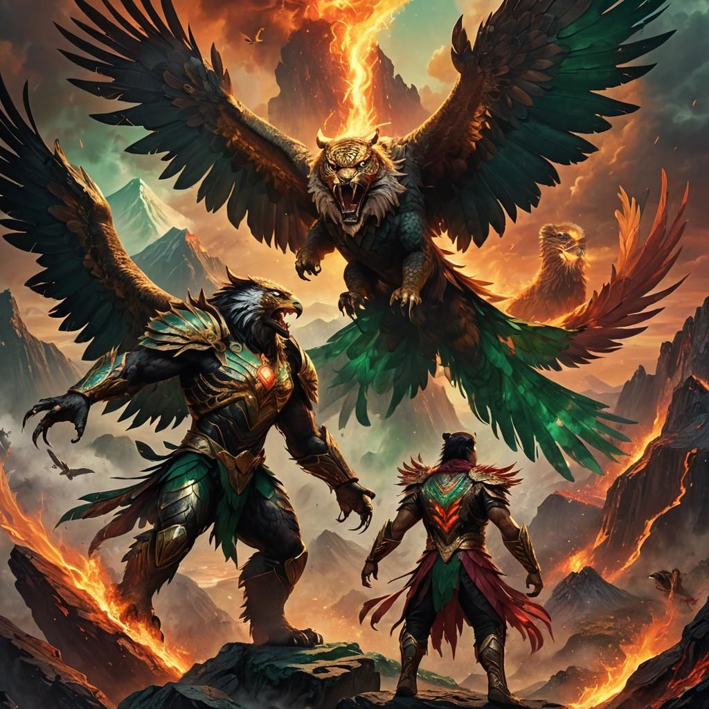 Majestic Hybrid Creature Before Volcano