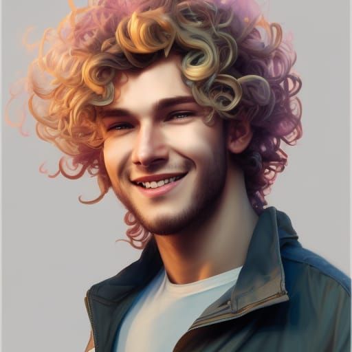 Smiling Blonde Man: Hyperdetailed Digital Art Portrait