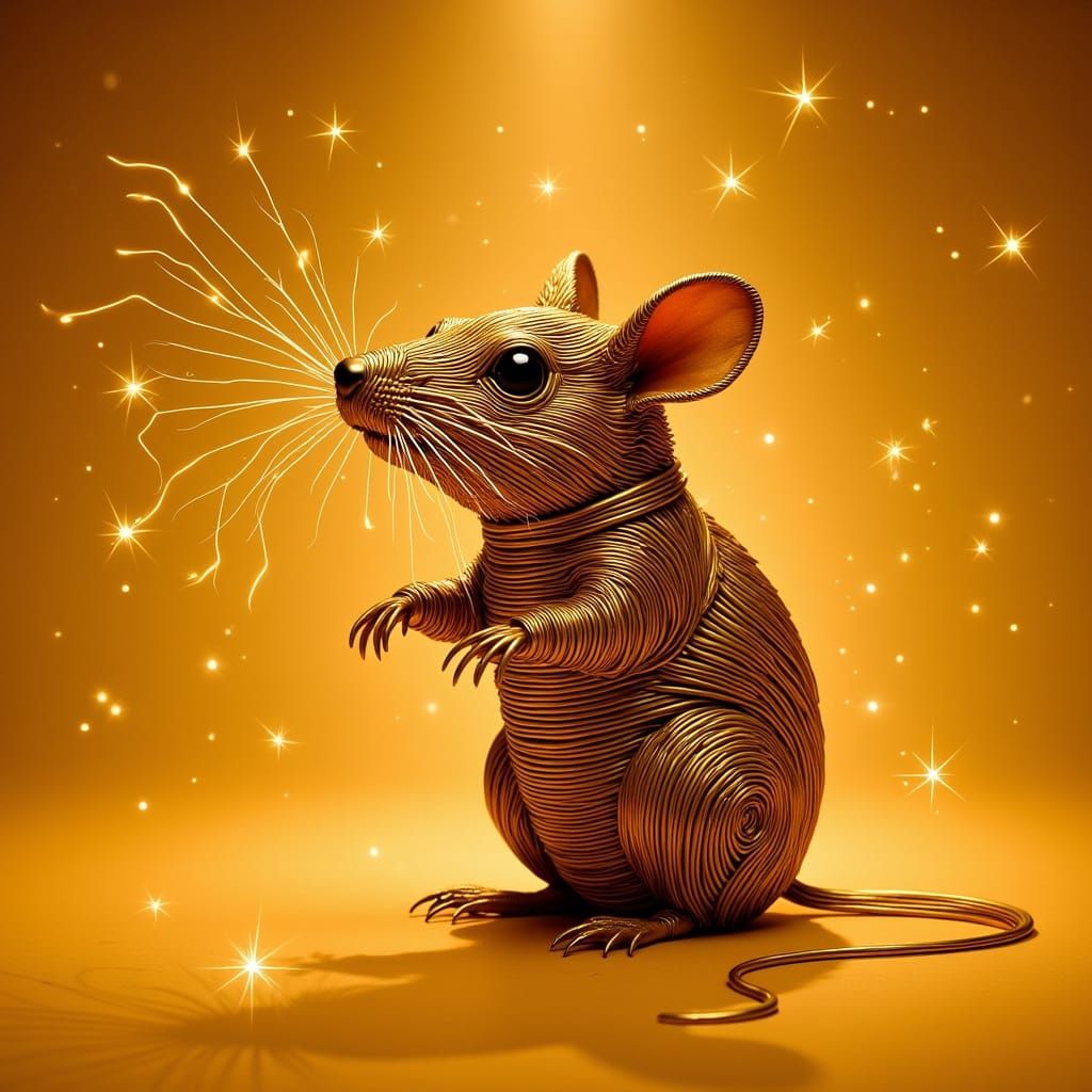 Intricate Copper Wire Mouse Sculpture