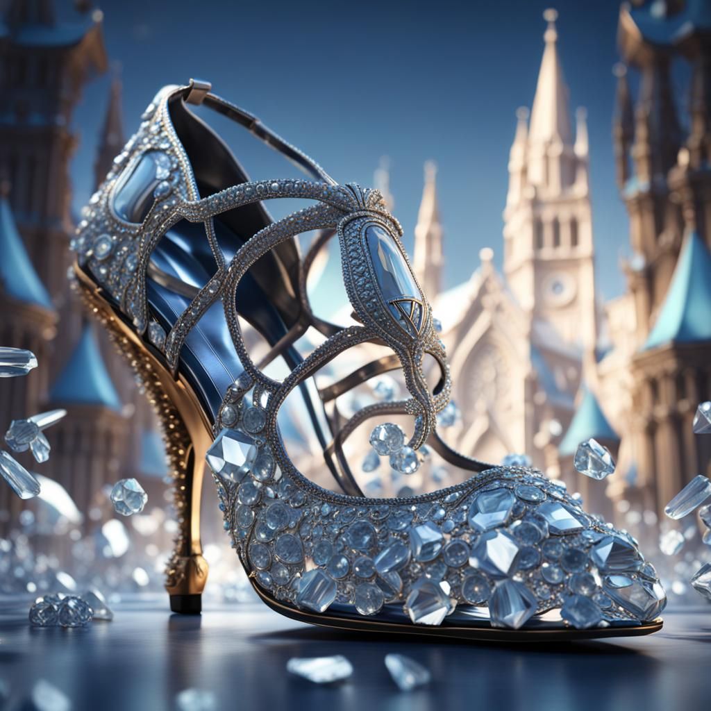 Crystal Shoe in Renaissance Cathedral: Detailed Fantasy Art
