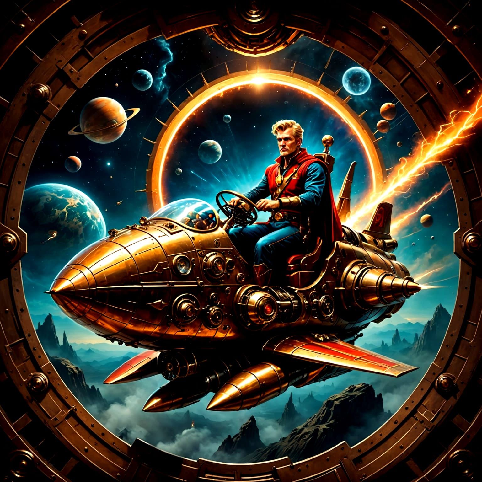 Flash Gordon in His Retro-Futuristic Chariot of the Cosmos