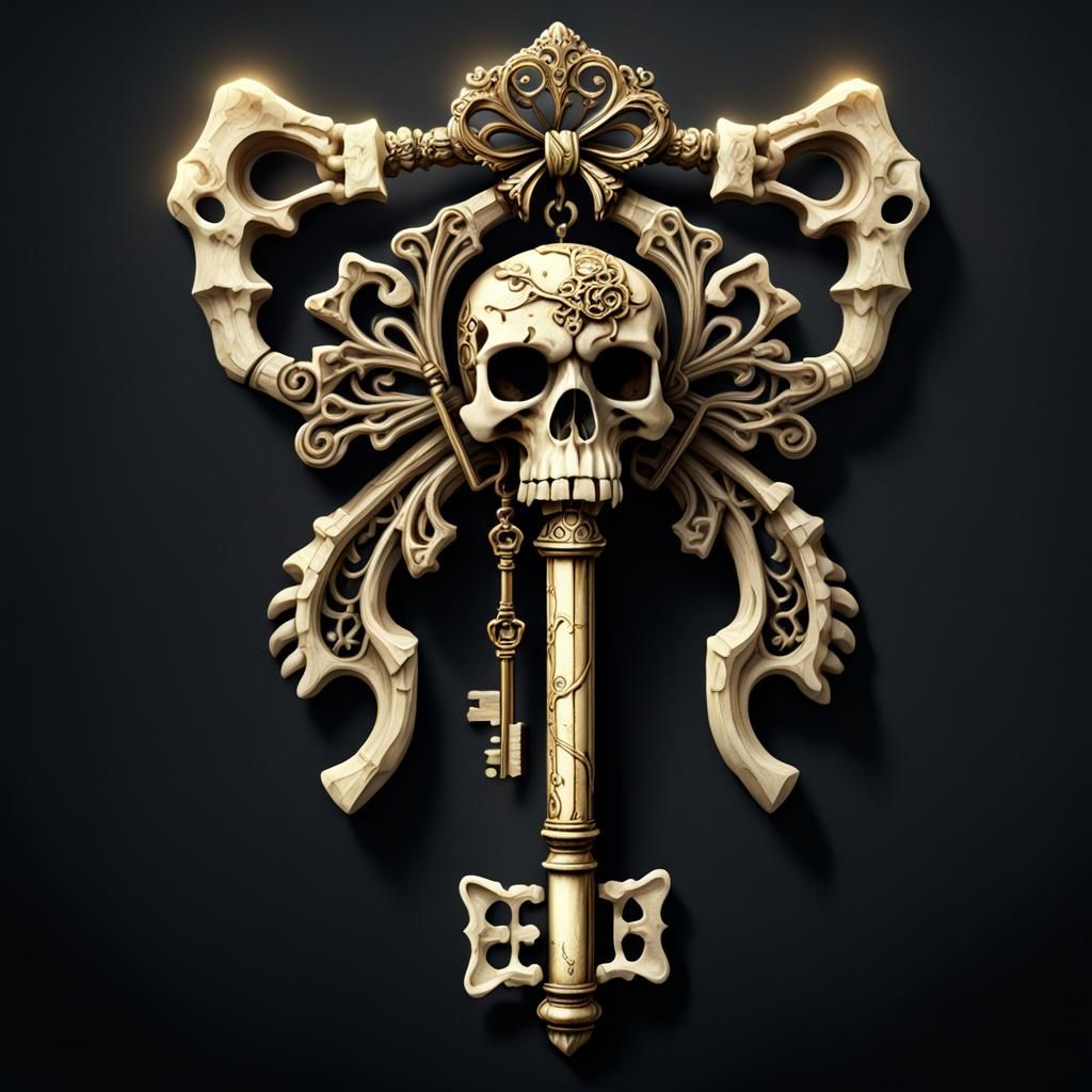 Macabre Bone Key with Volumetric Lighting