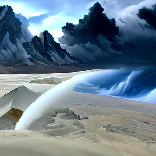 Thunderstorm over Ice Desert: Detailed Matte Painting