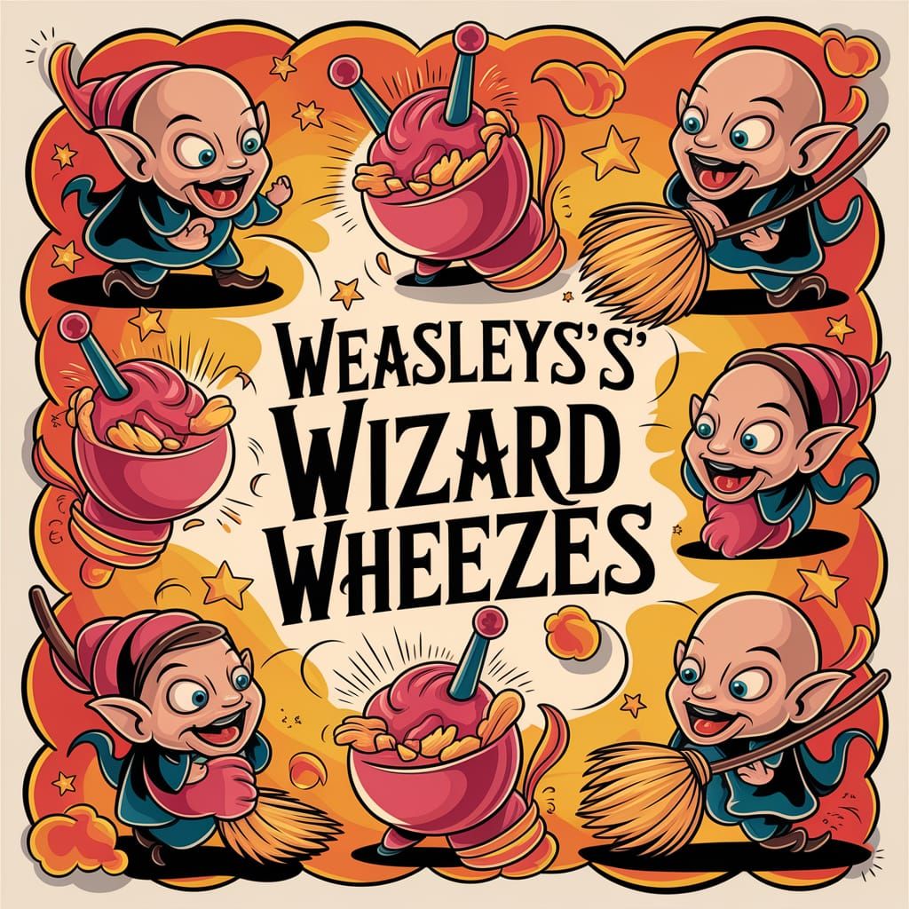 Weasley's Wizard Wheezes Tattoo Sheet in Cartoon Style