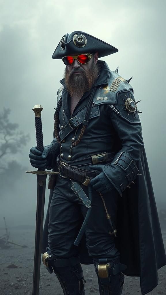 Steampunk Pirate Thug with LED Goggles and Glowing Sword