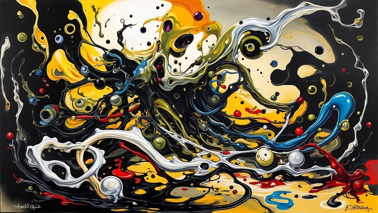 Abstract Skull and Bones in Twisted Ink Style