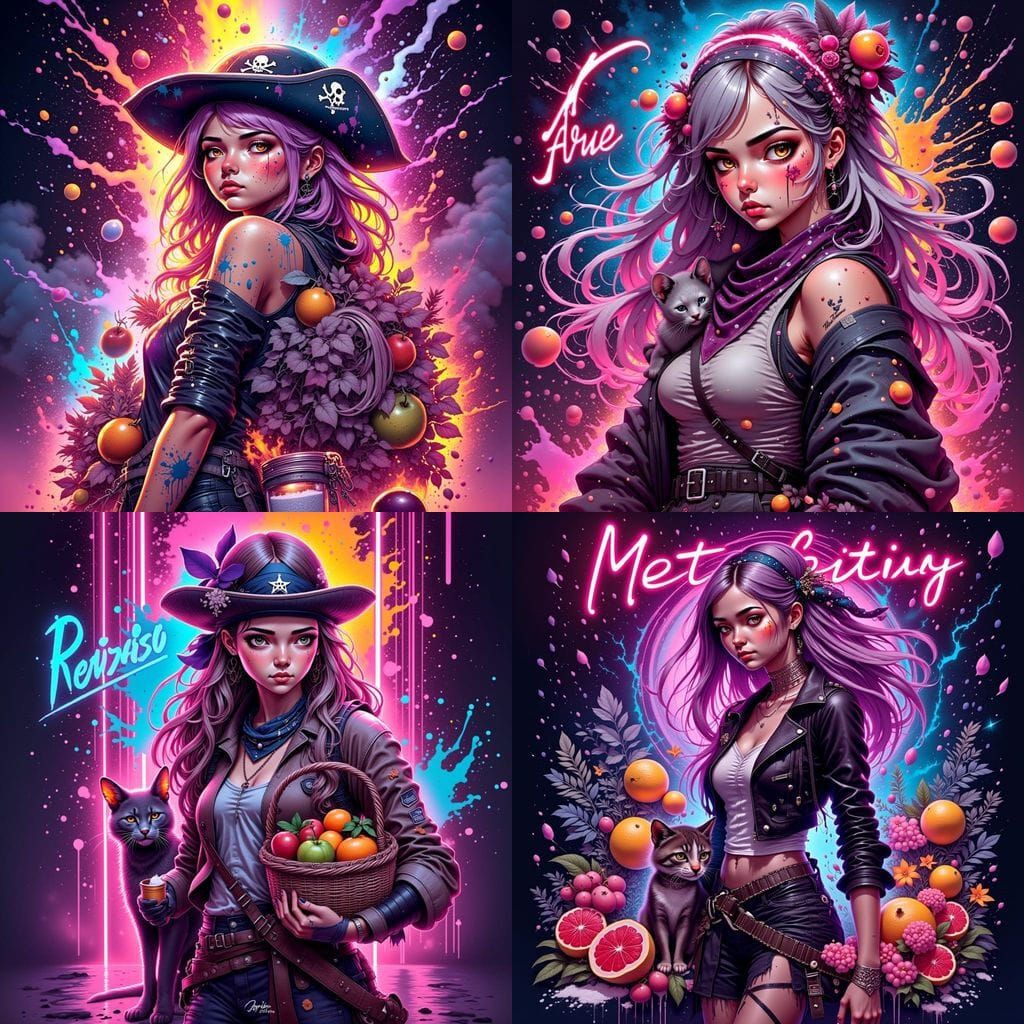 Futuristic Pirate Woman with Neon Accents