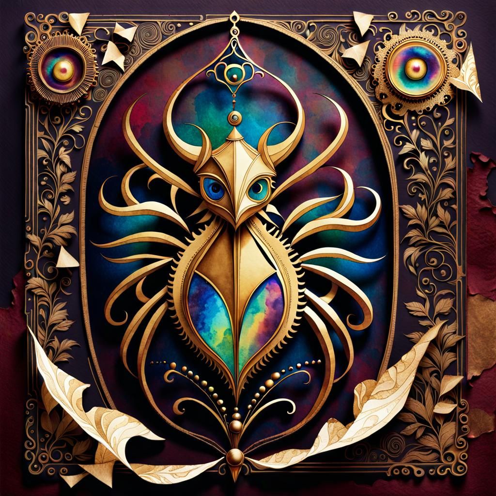 Multi-Armed Creature Emerges in Watercolor Art