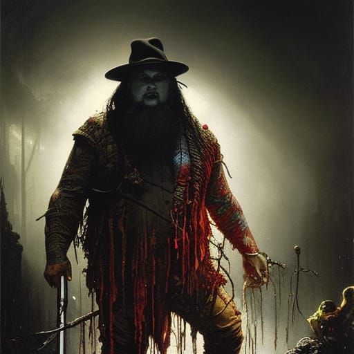 The Fiend Bray Wyatt in Horror Street Art Style