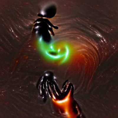 Human and Alien Handshake in Black Hole