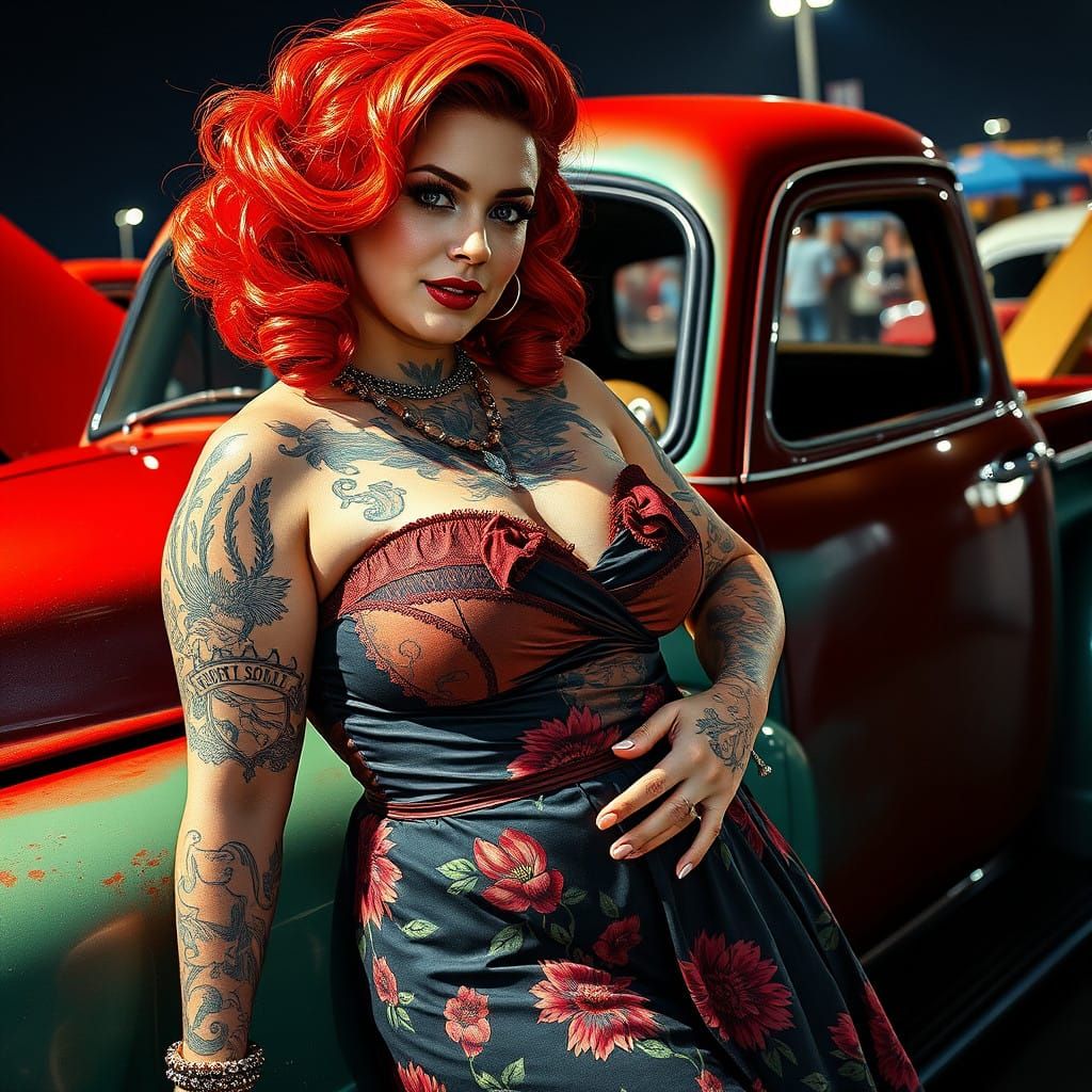 Plus-Sized Punk Goddess at Rockabilly Car Show