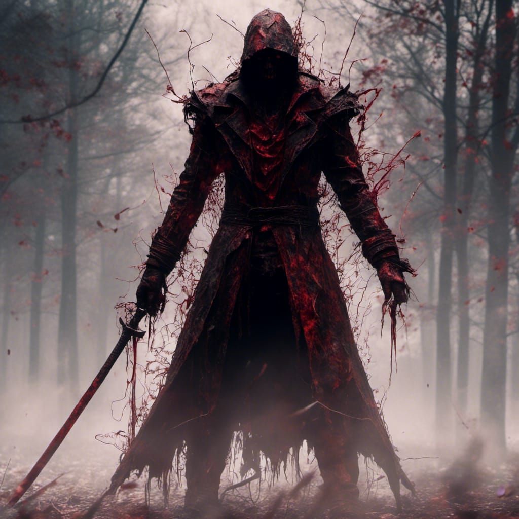 Dark Vampire Silhouette with Rapier in Macabre Style