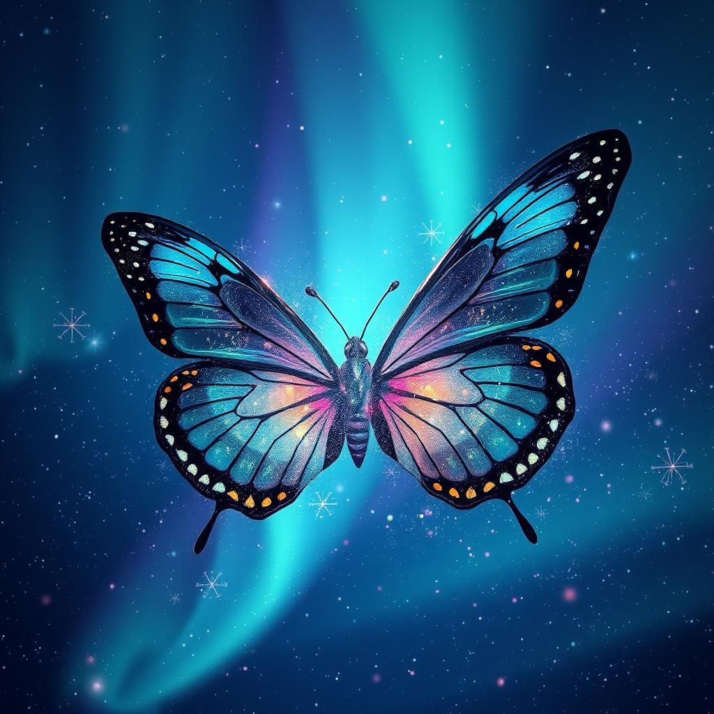 Stardust Butterflies Ascending into Northern Lights