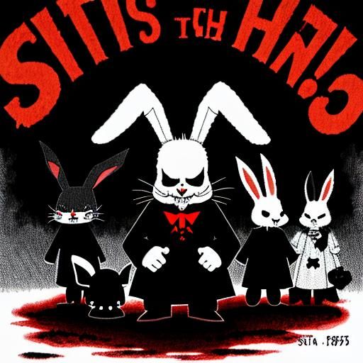 Demonic Bunny in Hellish Landscape