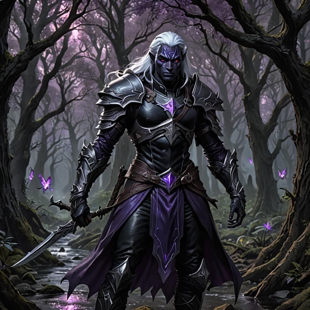 Drow Ranger in Dark Fantasy Forest