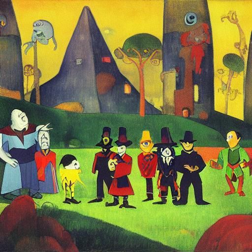 Vampire Tournament: Animated Heroes in Gauguin Style