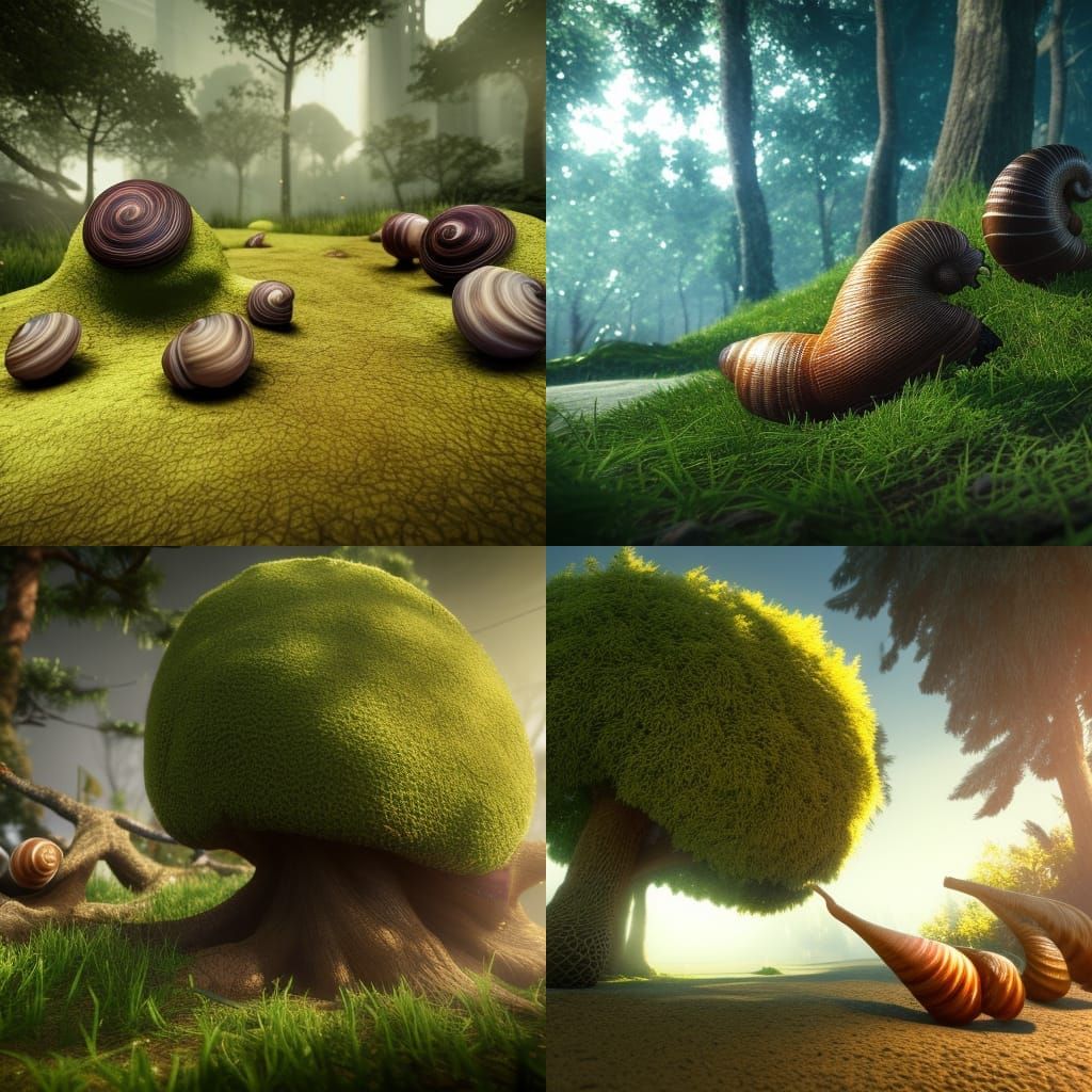 Tree Snails in 3D Game Cinematic Style
