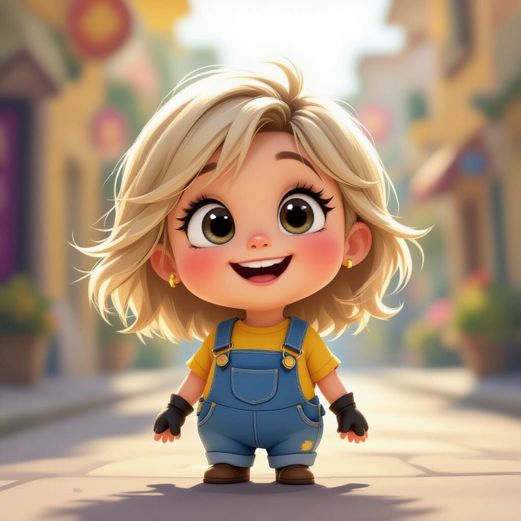 Joyful Girl in Minion Style