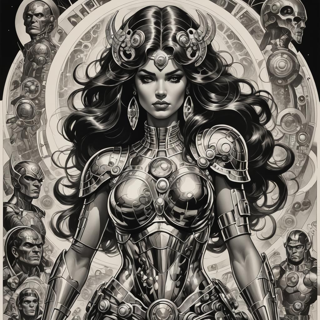 Woman in Jack Kirby and Boris Vallejo Style
