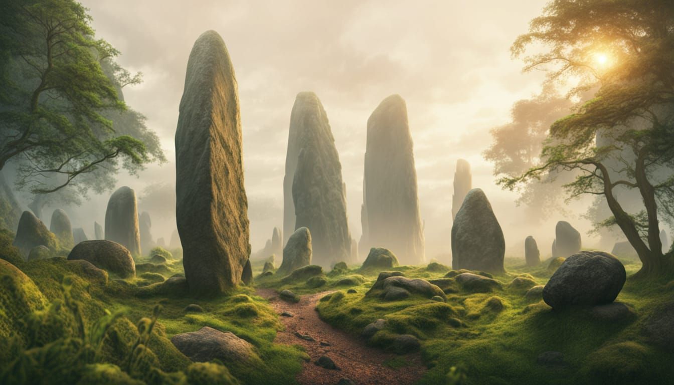 Misty Stone Circle Digital Matte Painting