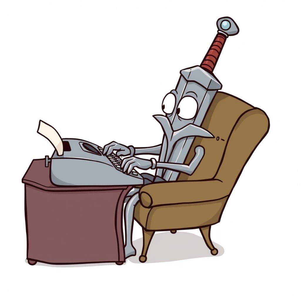 Steampunk Dagger Typist in a Chair