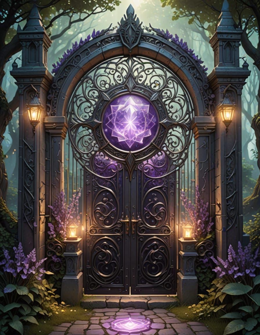 Amethyst Gate to Magic Realms: Fantasy Illustration
