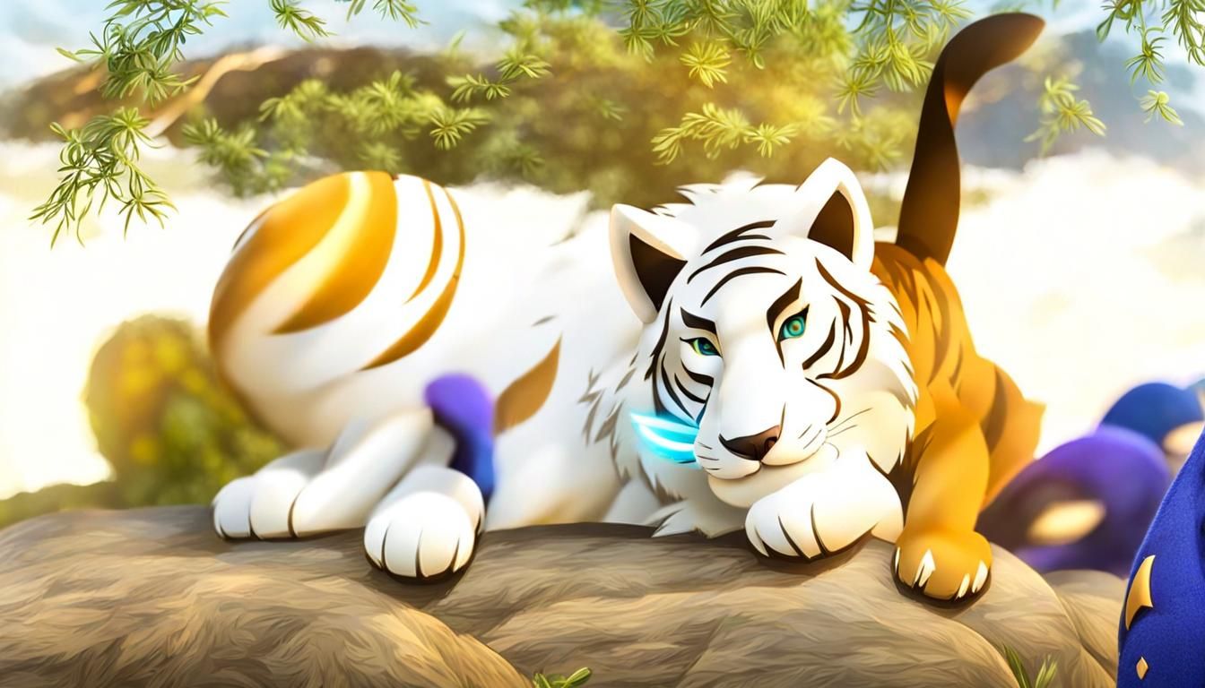 Anthropomorphic Wolf Protects Leopard Cub with a Fierce Grow...