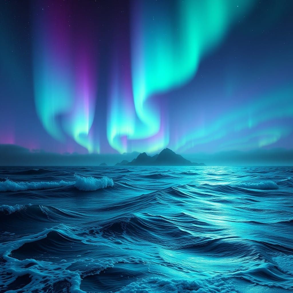 Northern Lights Oceanic Ballet in Vibrant Hues
