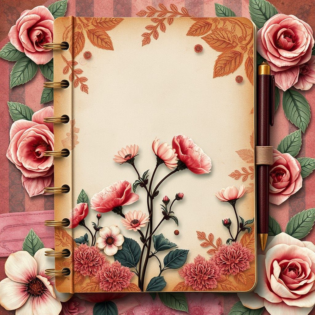 Floral Fantasy Journal Cover in Vintage Style