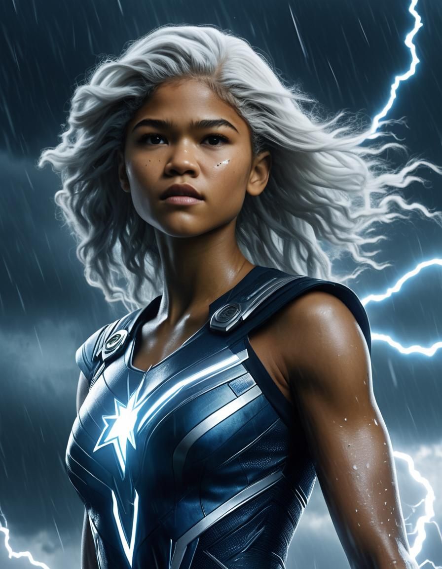 Zendaya as Storm in Swirling Storm, Comic Book Art