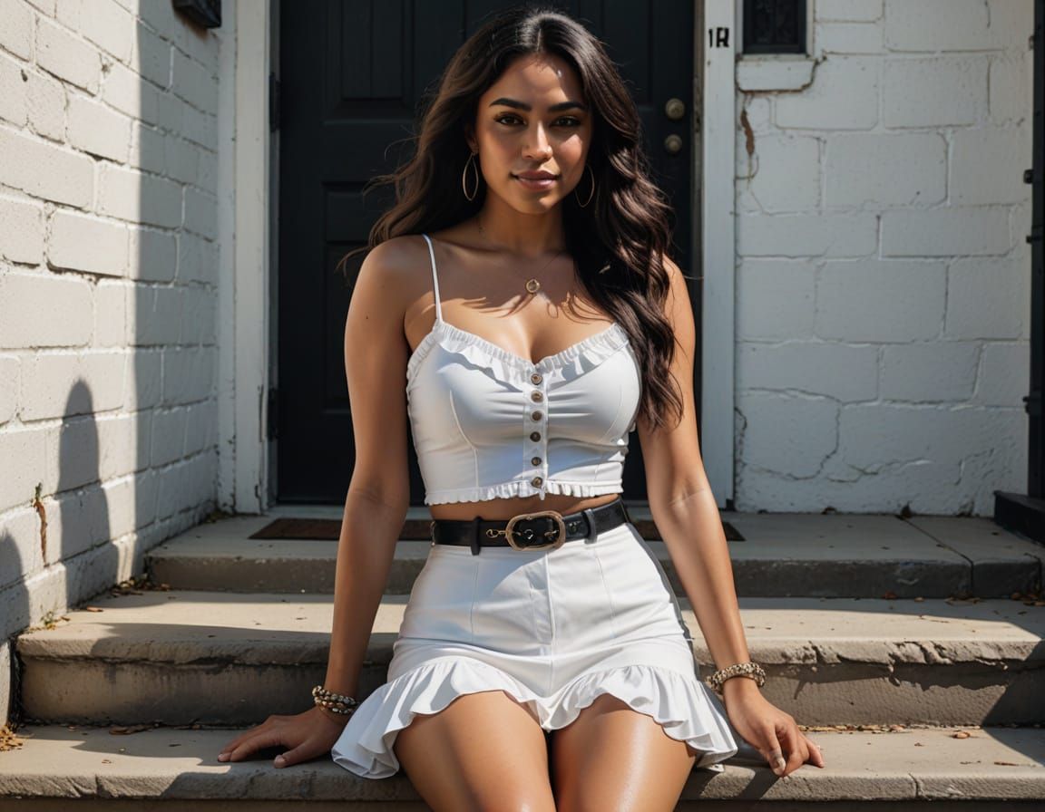 Mexican Woman in Mini Skirt, iPhone Photo Style