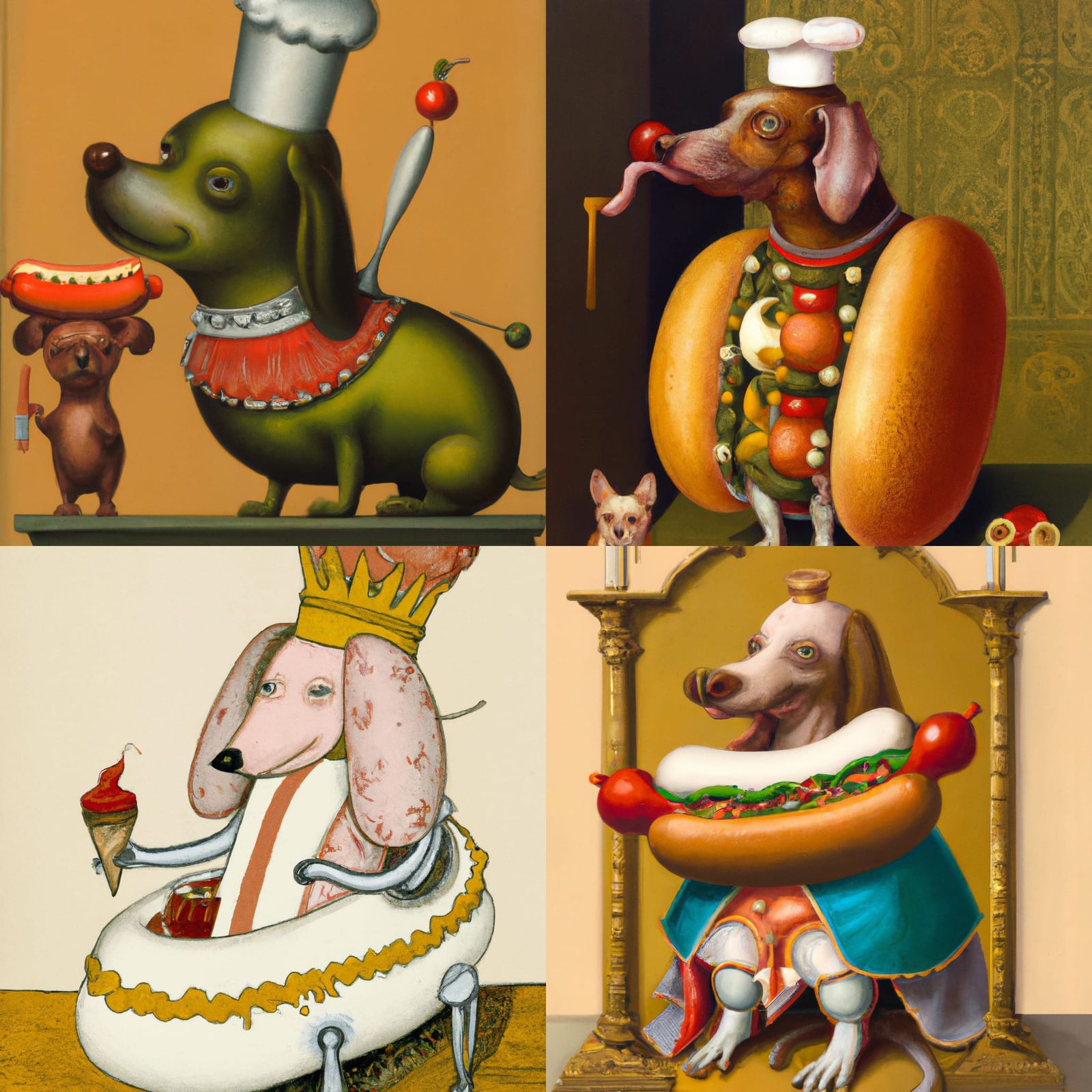 Anthropomorphic Hotdog in Surrealist Style