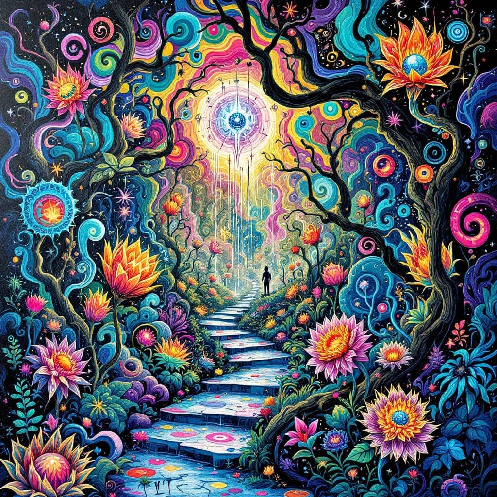 Surreal Street Art of Transmuting Elements in a Lush Garden