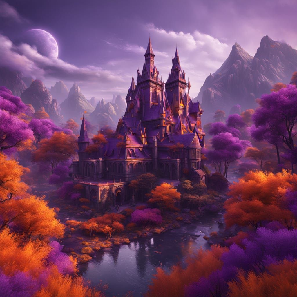 Vibrant Fantasy Realm in Deep Complementary Colors