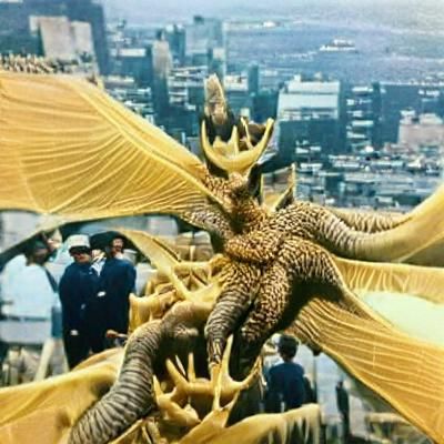 King Ghidorah Roars: Digital Art of the Golden Dragon