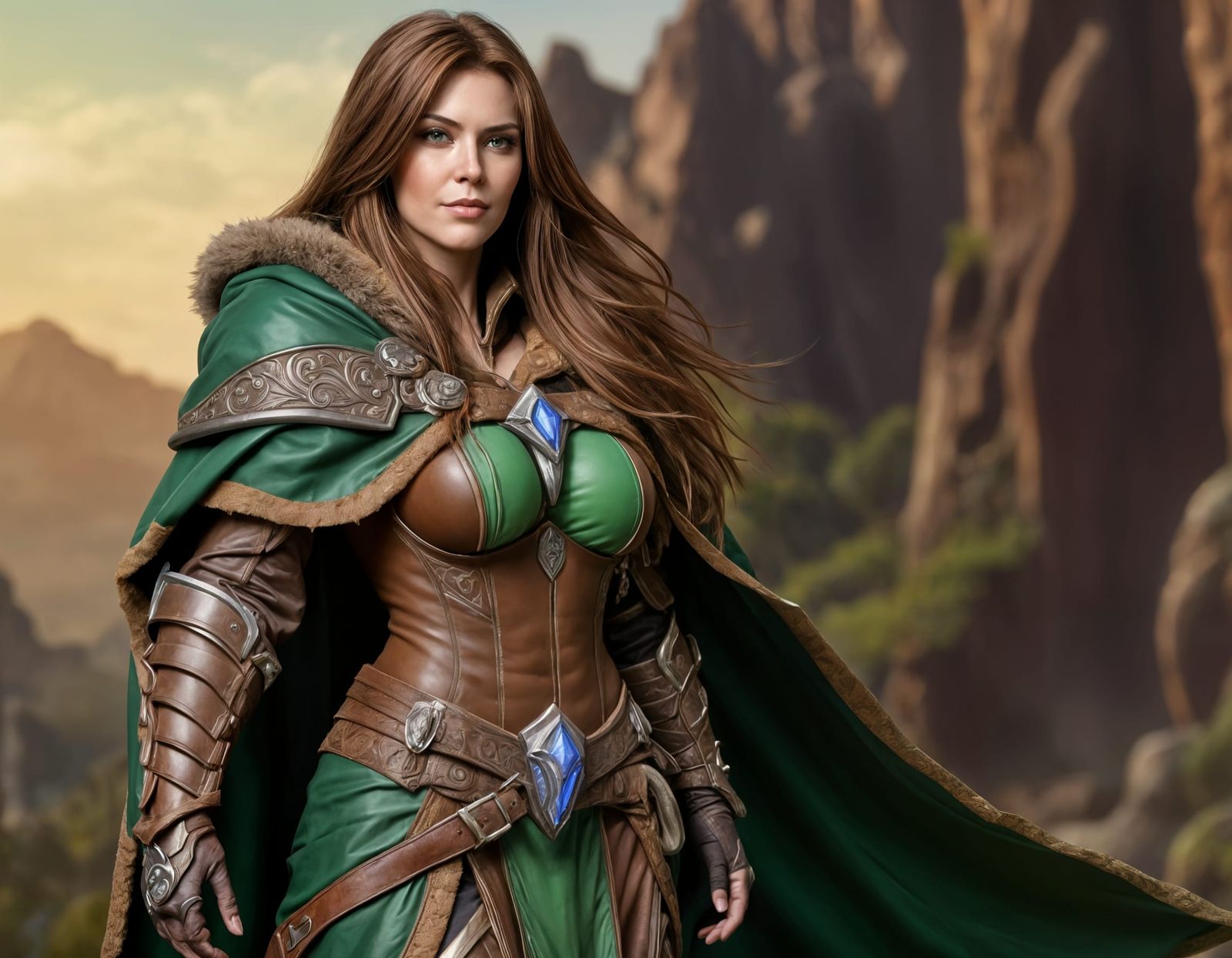Woman and Ranger in Warcraft Style, Hyperrealistic