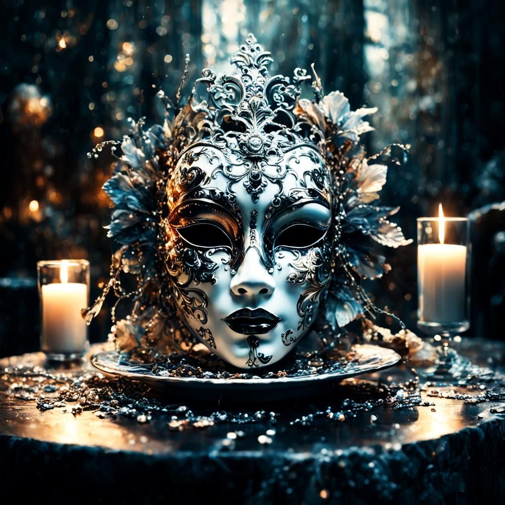 Mysterious Venetian Mask with Sunrays and Magic