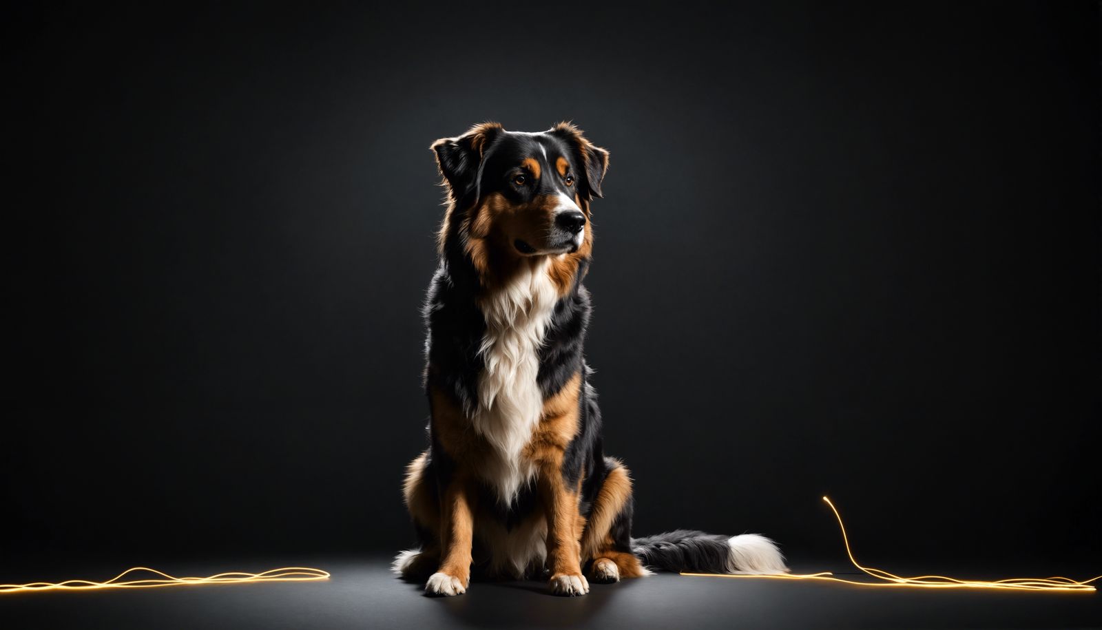 Elegant Light Painting of Sable English Shepherd
