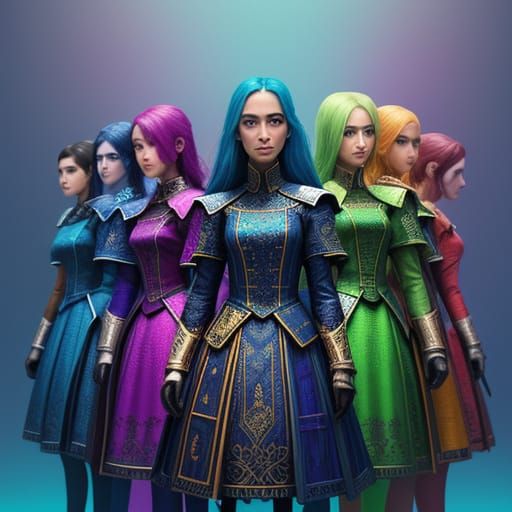 Hyperrealistic Portrait of Girls in Splash Art Style