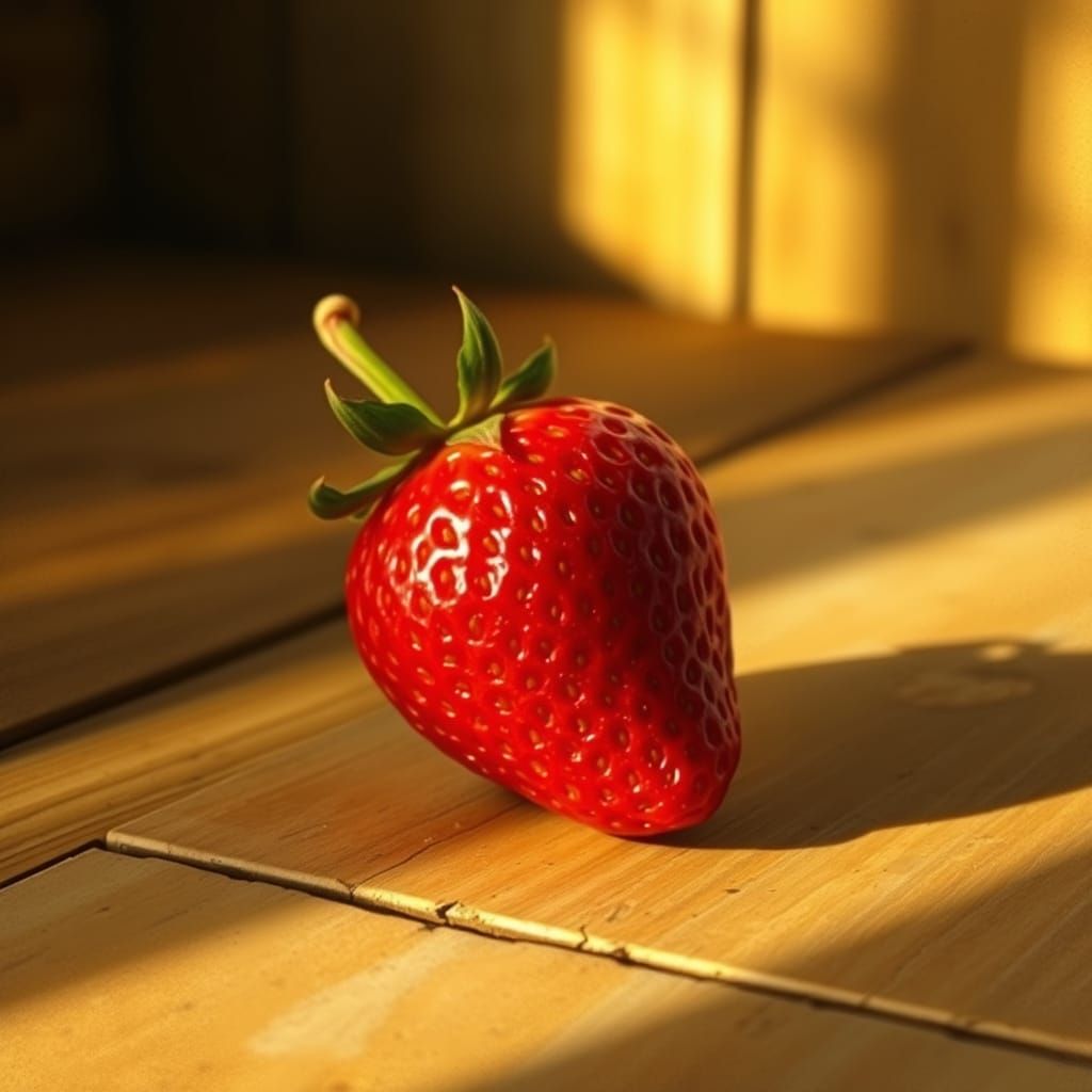 Ripe Strawberry in Warm Golden Light