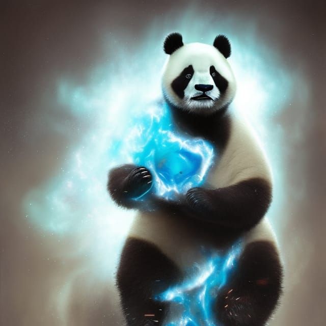 Doctor Manhattan as a Panda in Dark Fantasy